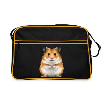 Hamster Tier - Retro Tasche - Schwarz/Gold - Vorne