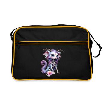 Pastel Creature with Floral Bones - Retro Bag - black/gold - Front