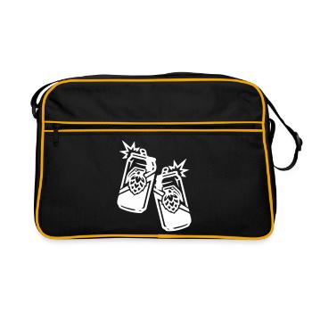 Bierdose Hopfen Dose Bier - Retro Tasche - Schwarz/Gold - Vorne
