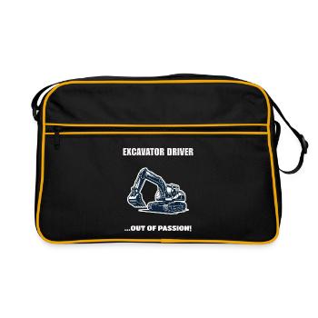 Excavator Driver Out Of Passion Bagger Geschenk - Retro Tasche - Schwarz/Gold - Vorne