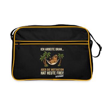 Capybara Entspannt lustiger Spruch  - Retro Tasche - Schwarz/Gold - Vorne