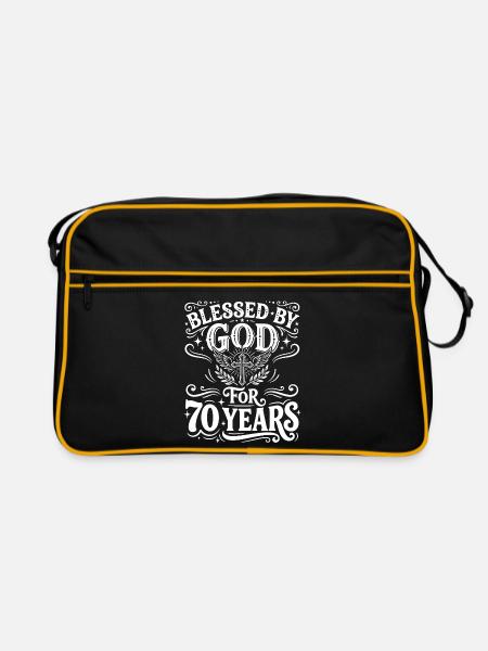 Von Gott gesegnet für 70 Jahre - Retro Tasche - Schwarz/Gold