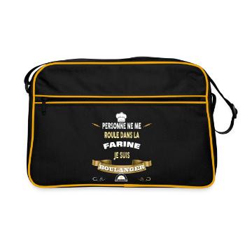 Boulanger humour farine, cadeau métier boulangerie - Sac Retro - noir/or - Devant