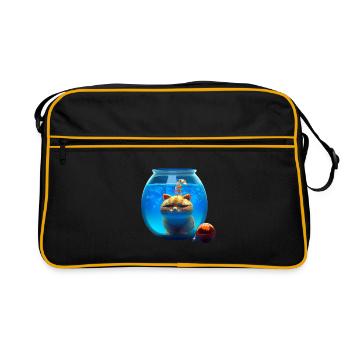 Chat de Noël dans un bocal à poissons - Sac Retro - noir/or - Devant