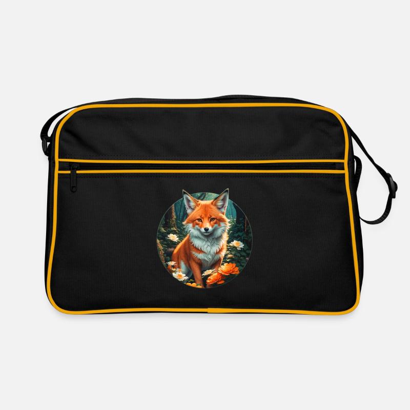 Fuchs im Blütenrausch Wald Retro Tasche