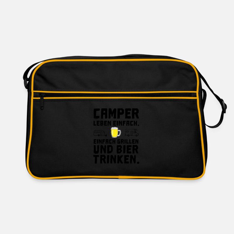 camper leben einfach grillen bier trinken Retro Tasche