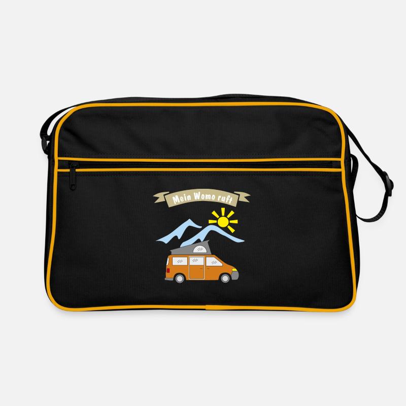 womo ruft - Retro Tasche - Schwarz/Gold