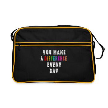 Vous faites une différence tous les jours - Sac Retro - noir/or - Devant