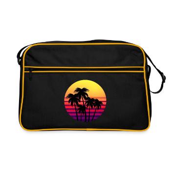 Rétro Coucher de soleil Palmiers au coucher du soleil - Sac Retro - noir/or - Devant