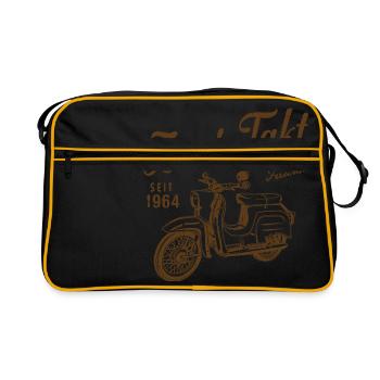 Simson Schwalbe Zweitakt Freunde - Retro Tasche - Schwarz/Gold - Vorne