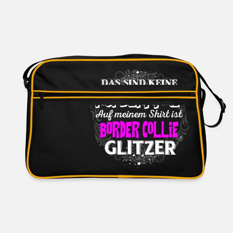 BORDER COLLIE - Glitzer - Retro Tasche - Schwarz/Gold