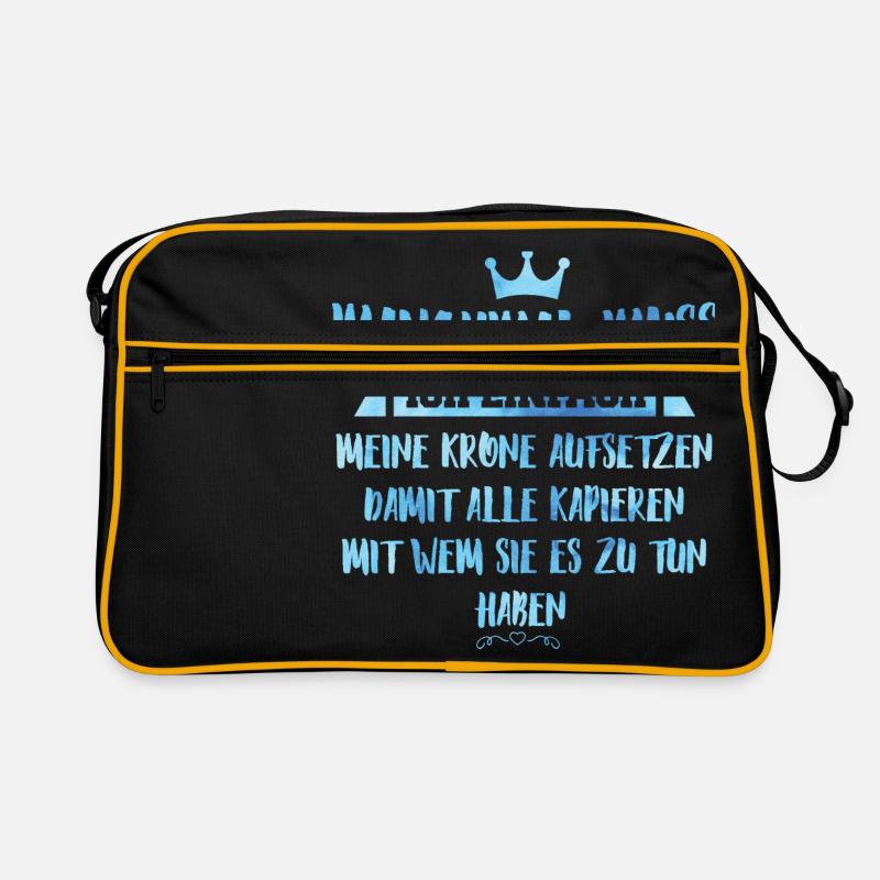 Krone aufsetzen - Retro Tasche - Schwarz/Gold