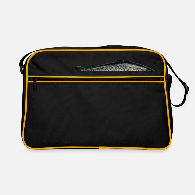 Lachs - Retro Tasche - Schwarz/Gold