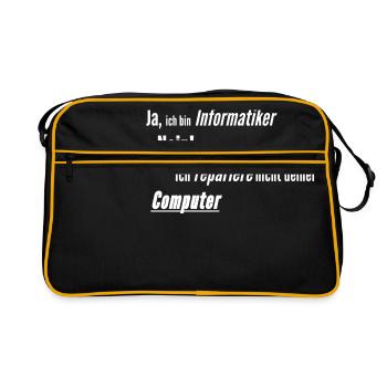 Informatiker Computer kaputt - Retro Tasche - Schwarz/Gold - Vorne