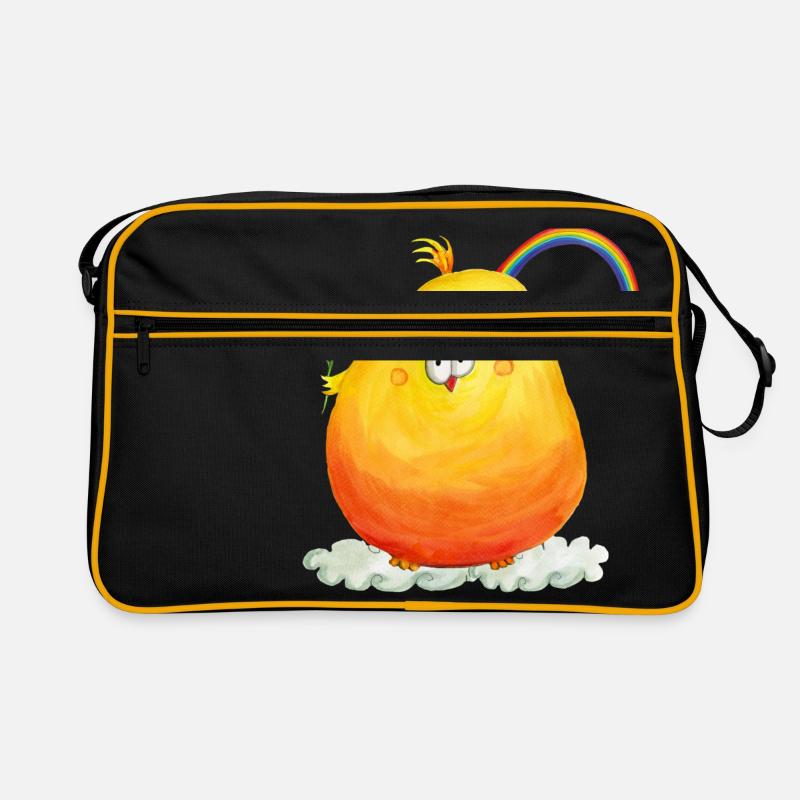 Rainbowbirds "sunny birdy" - Retro Tasche - Schwarz/Gold