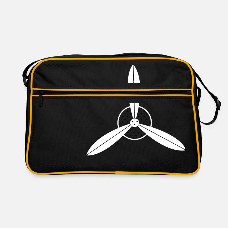 Weißer Flugzeugpropeller - Retro Tasche - Schwarz/Gold