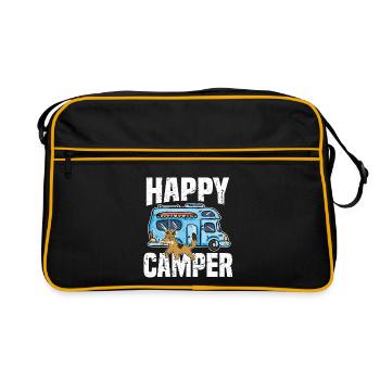 Camping Camper Dogs Happy Camper Outdoors with - Retro Bag - black/gold - Front