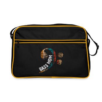 Maman joue de la basse avec une clef de basse vintage - Sac Retro - noir/or - Devant