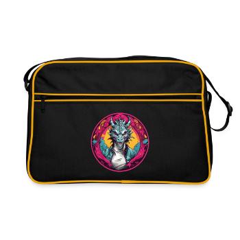 Fire Dragon Dragon Portrait for Dragon Fans Dragon - Retro Bag - black/gold - Front