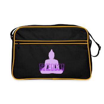 reiki avec bouddha violet - Sac Retro - noir/or - Devant