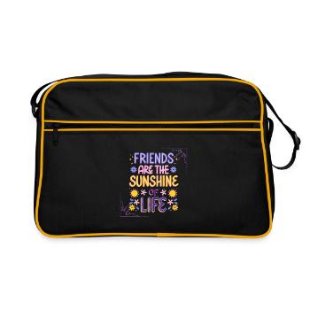 Sunshine amitié citation design - Sac Retro - noir/or - Devant
