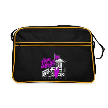 San Diego, Californie, West Coast Summer Surfers - Sac Retro - noir/or - Devant