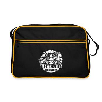 Bärtiger Mann, Bär Tiger Mann, Vater, Papa - Retro Tasche - Schwarz/Gold - Vorne