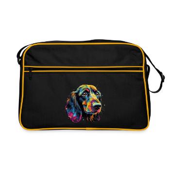 Teckel Chien Teckel Aquarelle Art Tête de Chien - Sac Retro - noir/or - Devant