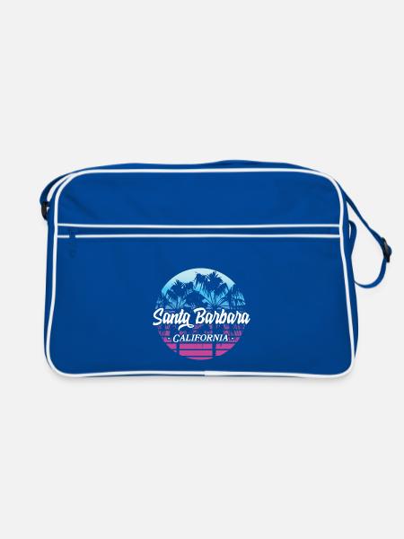 Santa Barbara California Sonnenuntergang Retro - Retro Tasche - Blau/Weiß - Vorne