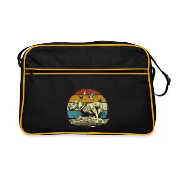 German Wirehair Dog Hunting Hunter Motif - Retro Bag - black/gold - Front