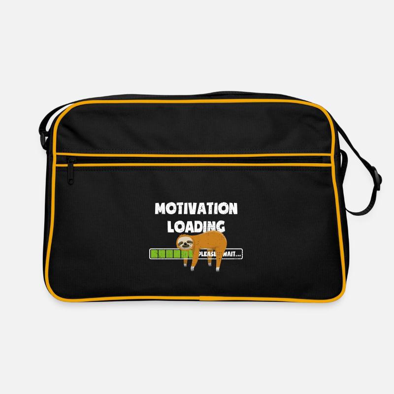Faultier - Motivation wird geladen - bitte warten - Retro Tasche - Schwarz/Gold