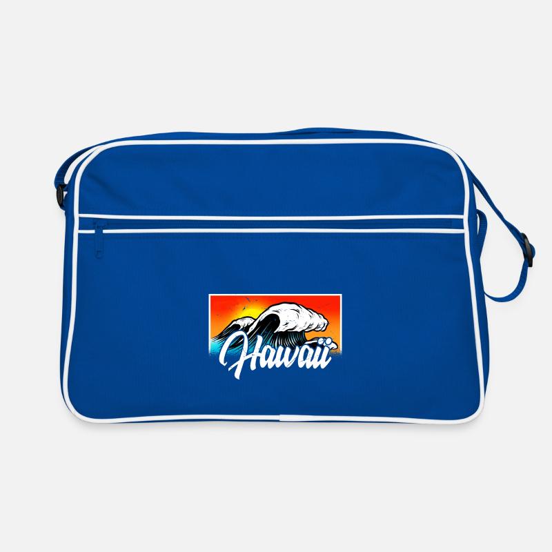 Hawaii Surfer Waves Surfing Summer Vacation. Retro Bag