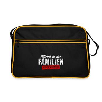 Offiziell in der Familie aufgenommen - Retro Tasche - Schwarz/Gold - Vorne