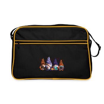 Halloween Nains Gnome Elfes Chauve-souris - Sac Retro - noir/or - Devant