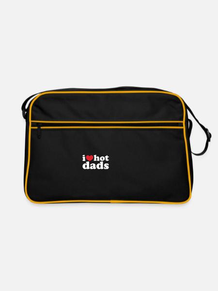 i love hot dads - Retro Tasche - Schwarz/Gold - Vorne
