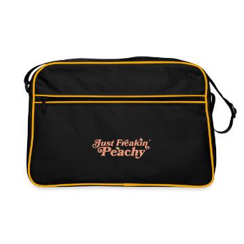 juste pêche - peach fruit dicton - Sac Retro - noir/or - Devant