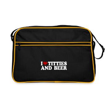 J’adore les titties et la bière - Sac Retro - noir/or - Devant