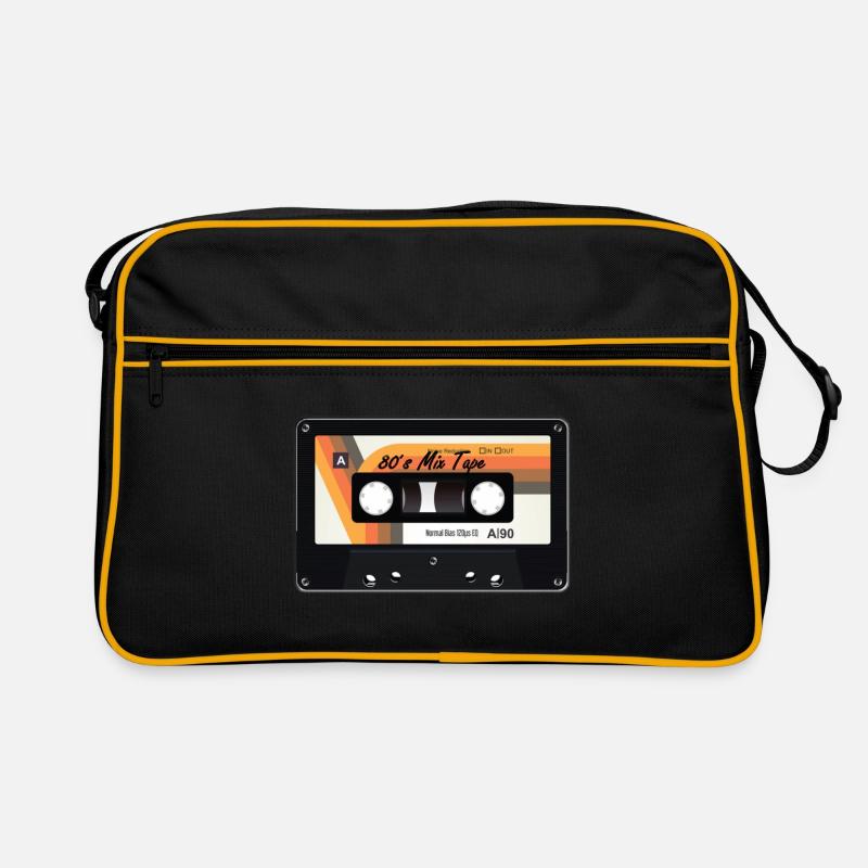 Kasette Retro 80er + 90er jahre - Retro Tasche - Schwarz/Gold