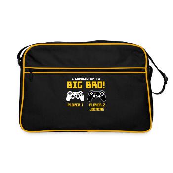 I Leveled Up To Big Bro - Retro Bag - black/gold - Front