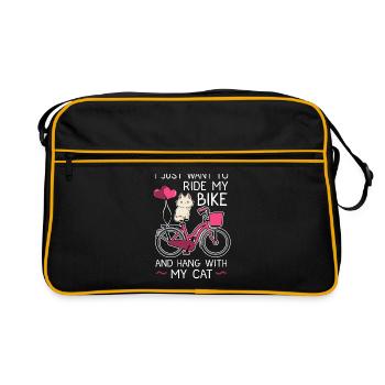 Montez sur mon vélo et accrochez-vous avec mon chat - Sac Retro - noir/or - Devant