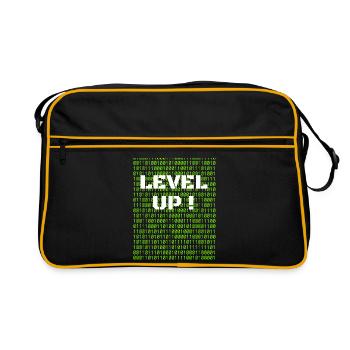 Level up and binary code - Retro Bag - black/gold - Front