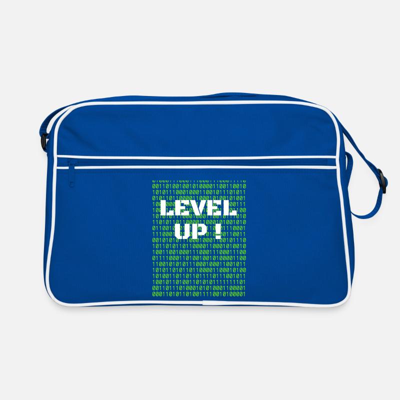 Level up und Binärcode Retro Tasche