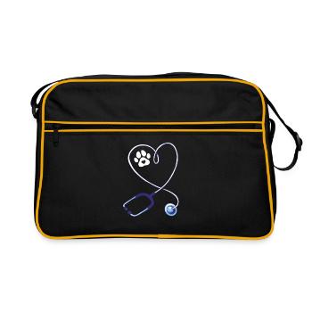 Vet Tech Stethoskop - Retro Tasche - Schwarz/Gold - Vorne
