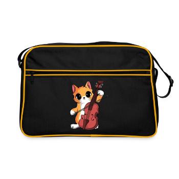 Katze Violinist Orchester - Retro Tasche - Schwarz/Gold - Vorne