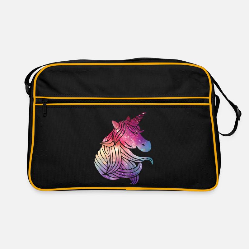 Einhorn Glitzer - Retro Tasche - Schwarz/Gold