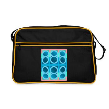blue pattern, graphic art - Retro Bag - black/gold - Front