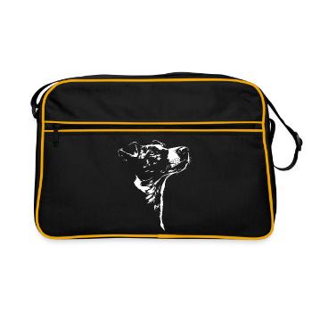 Foxterrier Silhouette Fox Terrier Hunde Wilsigns - Retro Tasche - Schwarz/Gold - Vorne
