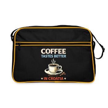 Le café a meilleur goût en Croatie - Sac Retro - noir/or - Devant