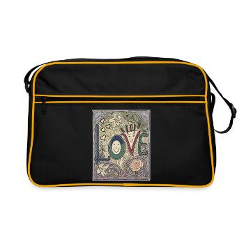 Cadre floral d’amour fantaisiste - Sac Retro - noir/or - Devant