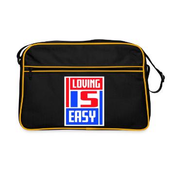 Loving Is Easy Inspirierend Romantisch Spruch Logo - Retro Tasche - Schwarz/Gold - Vorne